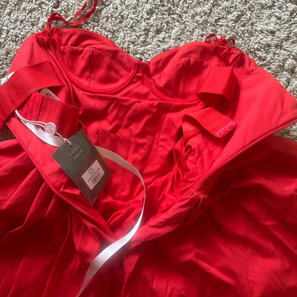 House of CB Elizabeth italian tomato strapless midi sundress - Picture 4 of 5